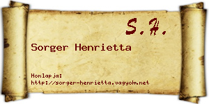 Sorger Henrietta névjegykártya